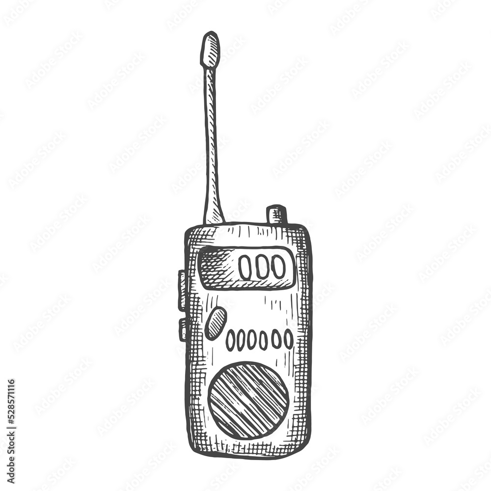 Premium Vector  Radio set with antenna hand drawn outline doodle icon  police radio and walkie talkie portable radio concept vector sketch  illustration for print web mobile and infographics on white background