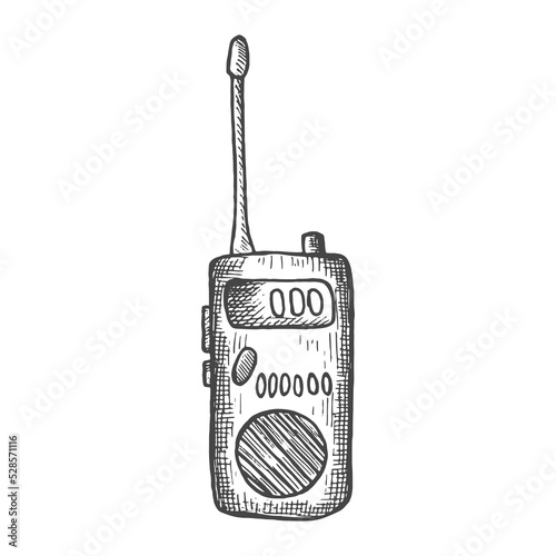 policeman walkie talkie vector hand drawn sketch isolated