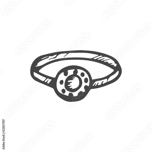 ring female bijouterie vector hand sketch isolated