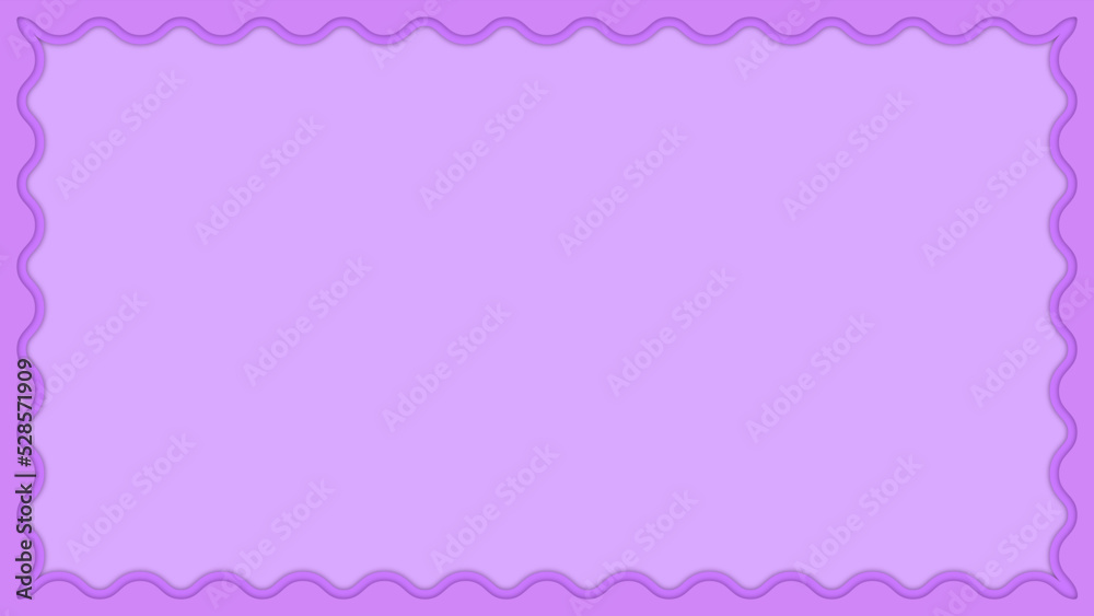 Original purple background for presentation or web design with wavy double layer frame in paper cut style. Minimalism.