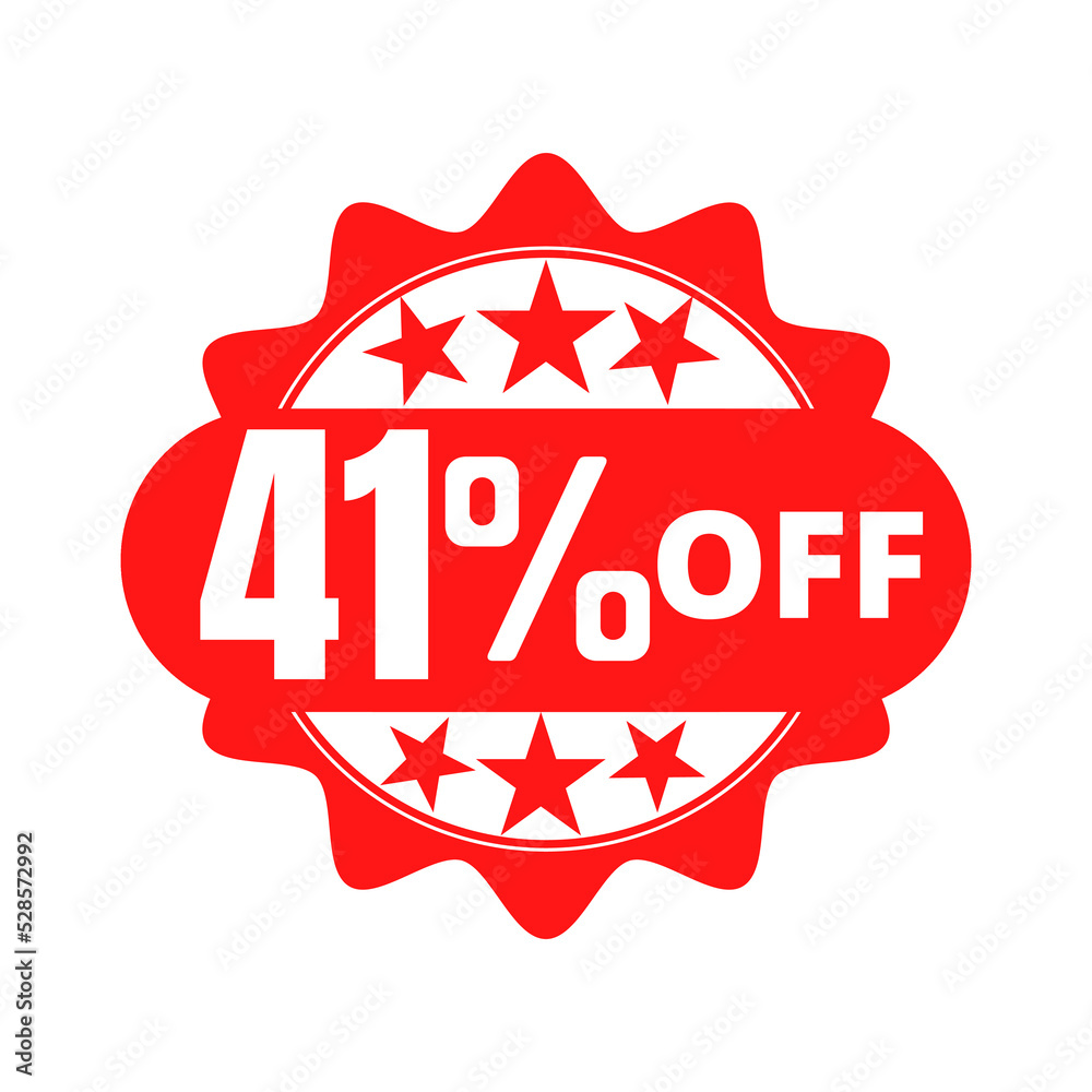 41% off (offer), limited quantities, red and white 3D super discount sticker. (Black Friday) vector illustration, Forty-one 41% off (offer), limited quantities, red and white 3D super discount sticker. (Black Friday) vector illustration, Forty-one