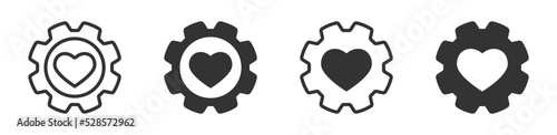 Gear icon with a heart. Vector illustration.