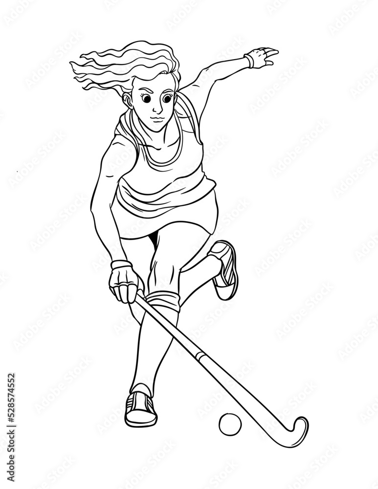 Field Hockey Isolated Coloring Page for Kids Stock Vector Adobe Stock