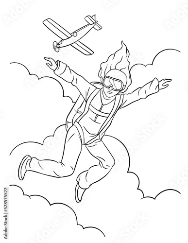 Skydiving Coloring Page for Kids