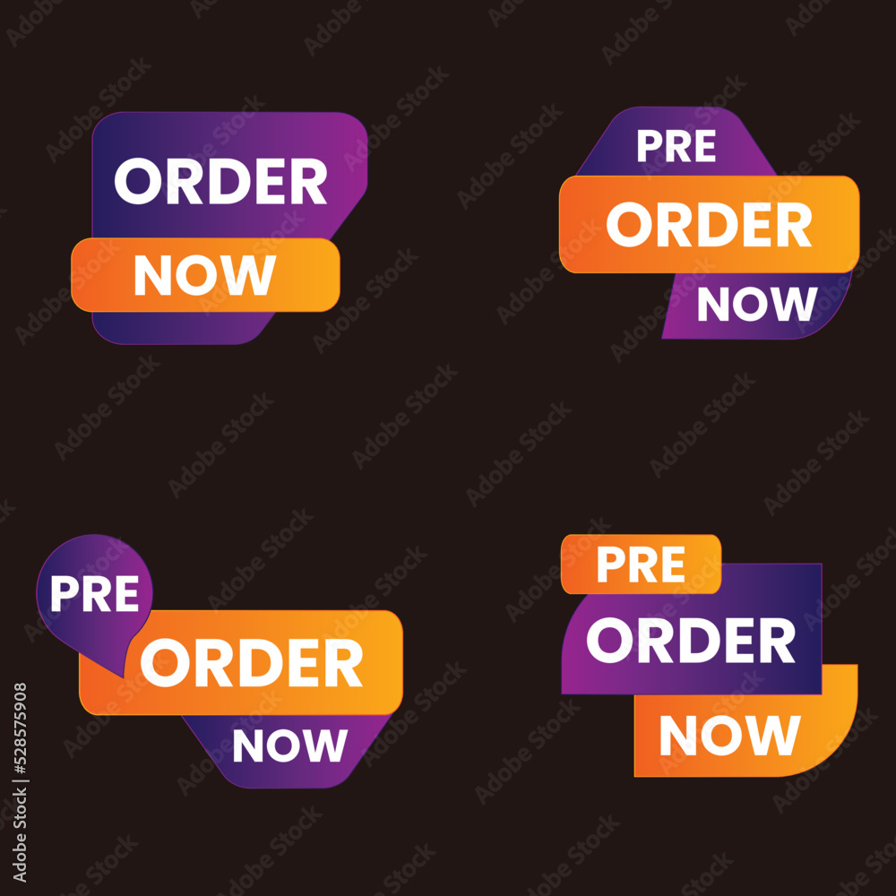 pre order now banner vector set pre order now banner vector set