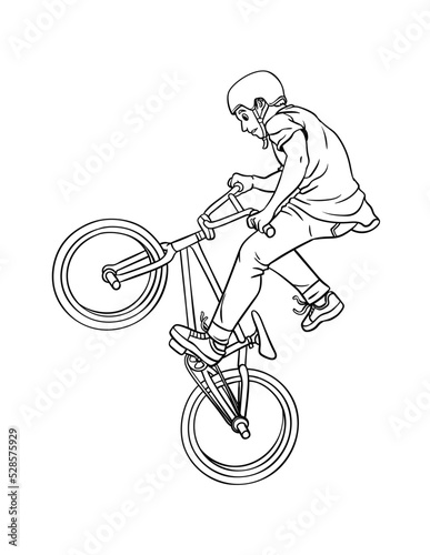 BMX Rider Isolated Coloring Page for Kids