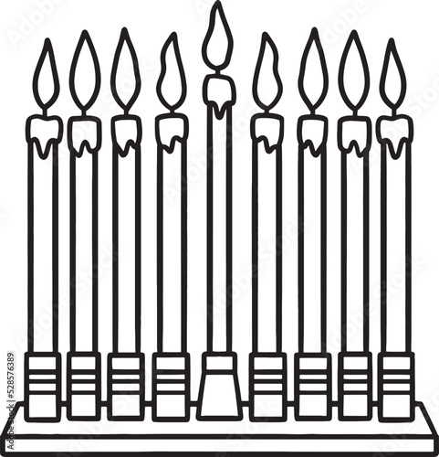 Hanukkah Menorah Isolated Coloring Page for Kids