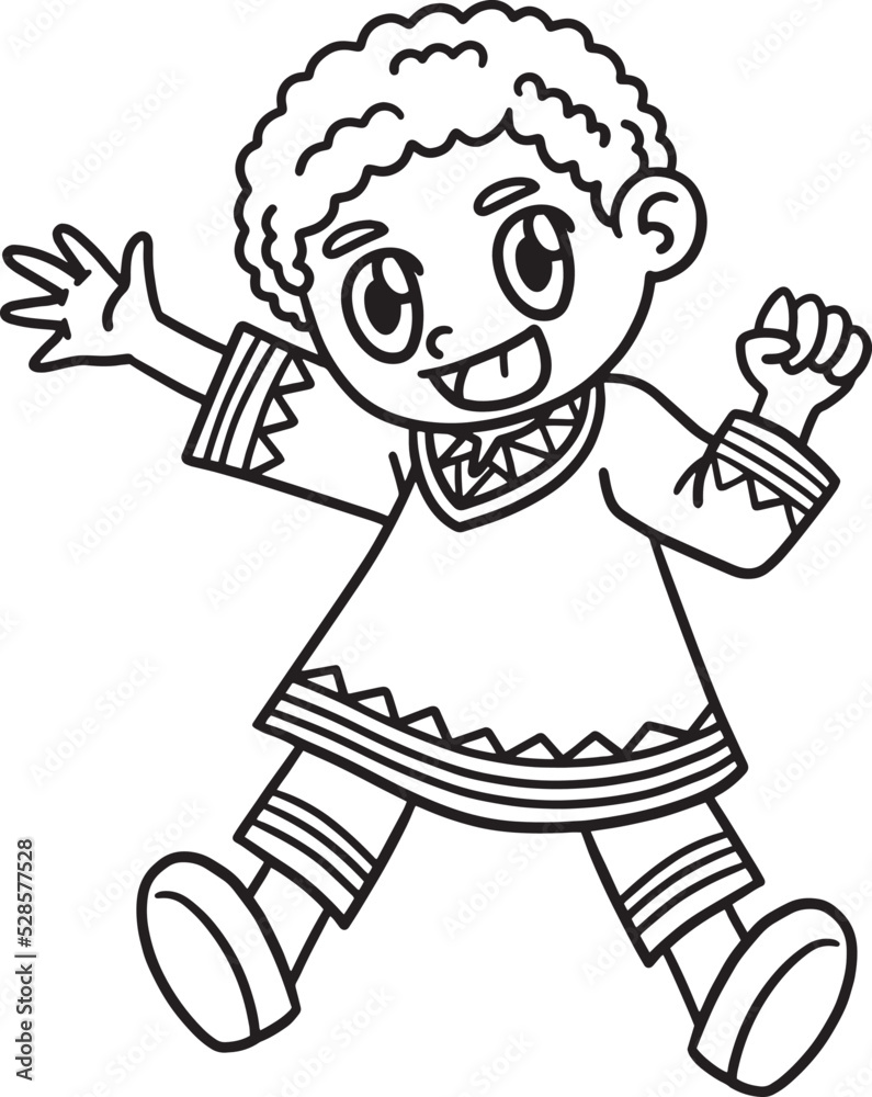Kwanzaa Child Playing Isolated Coloring Page Kwanzaa Child Playing Isolated Coloring Page