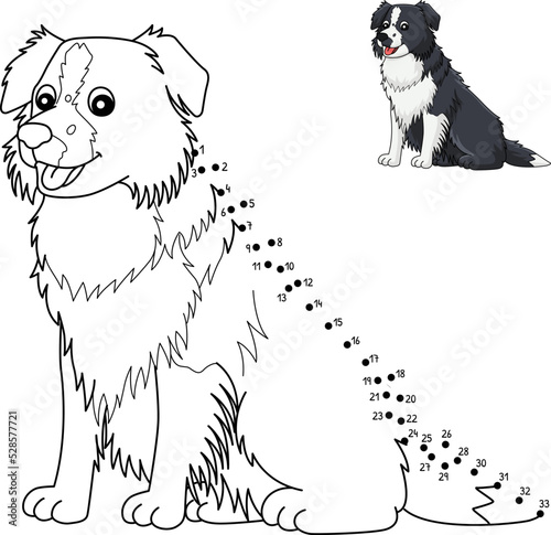 Dot to Dot Border Collie Dog Isolated Coloring