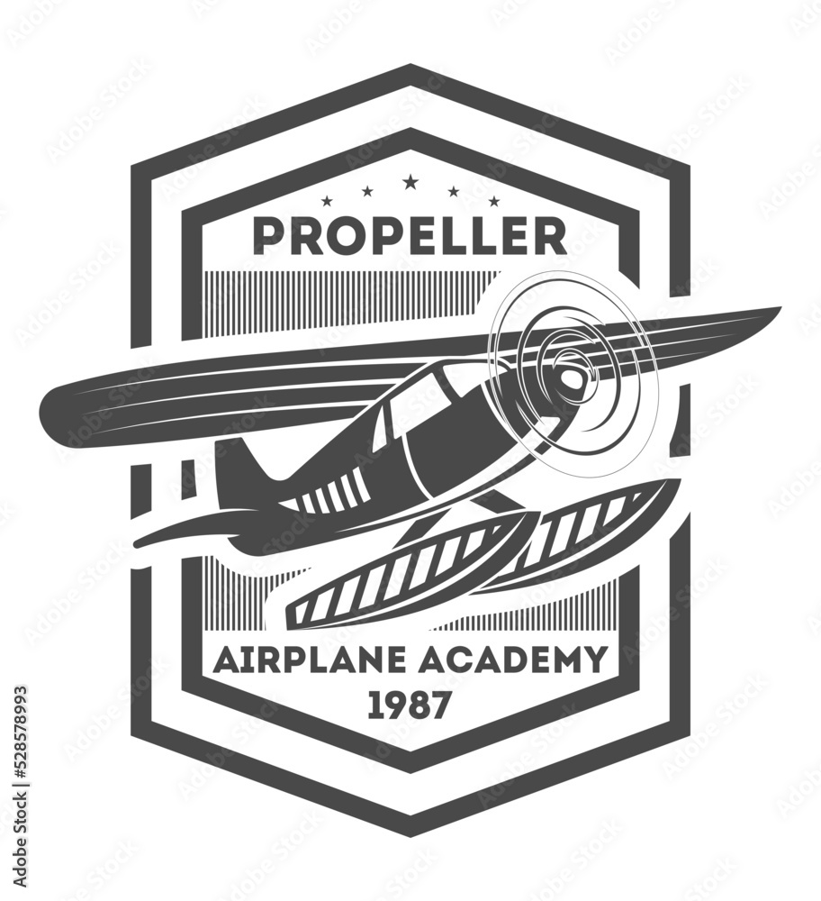 Airplane vintage isolated label vector illustration. Wind riders show ...