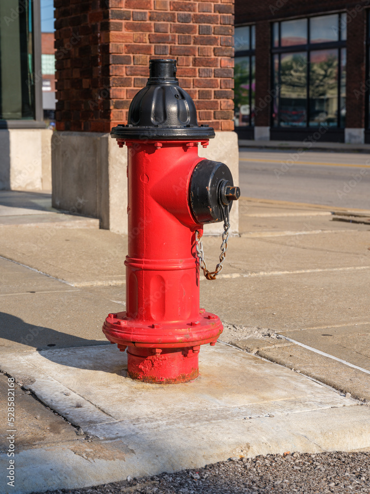 red fire hydrant on a city street for emergency protection red fire hydrant on a city street for emergency protection