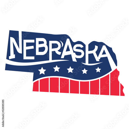 United States of America Map USA Nebraska State with Cutting Paper and Graffiti Style 