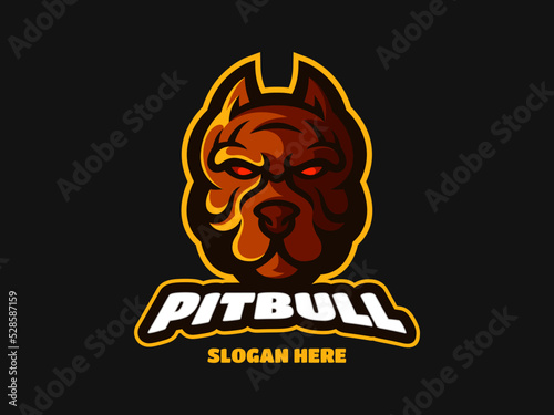 Pit-bull Dog Mascot Logo Illustration