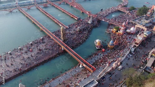 4k Drone Video Of Kumbha Mela 2021 Haridwar Uttarakhand India photo