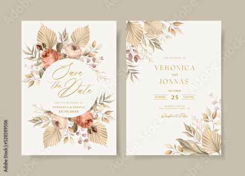 elegant dried floral wedding invitation card template