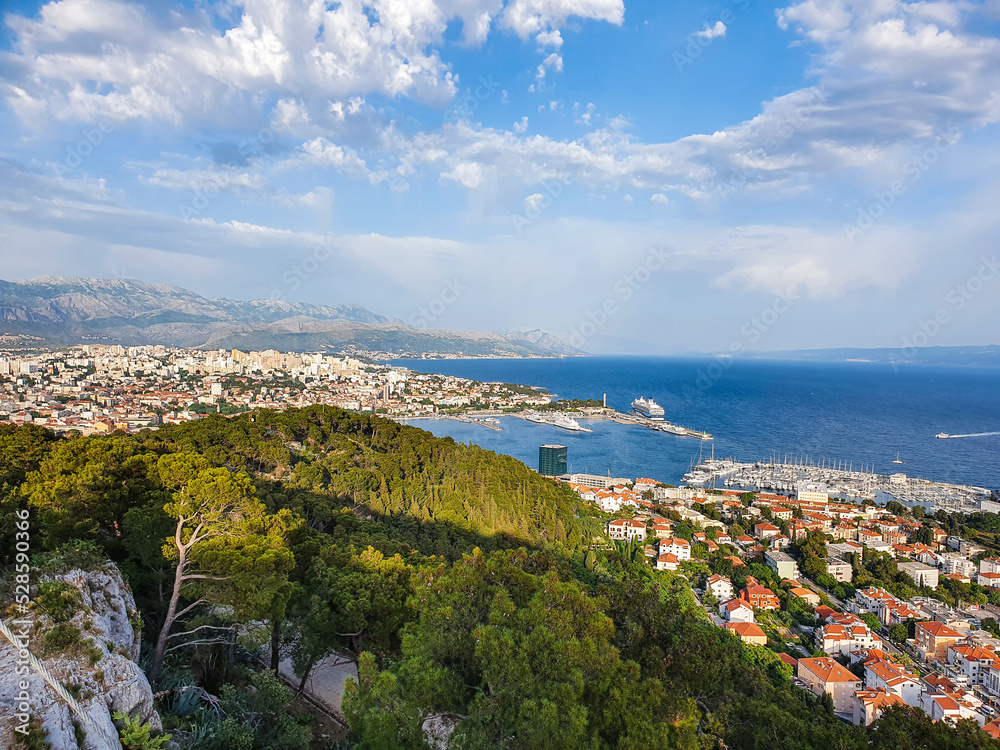 View over the city of Split from Marjan forest park, Croatia.