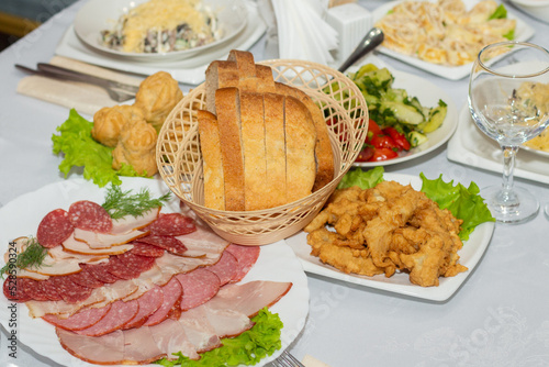 Table setting in the restaurant, dishes on the table