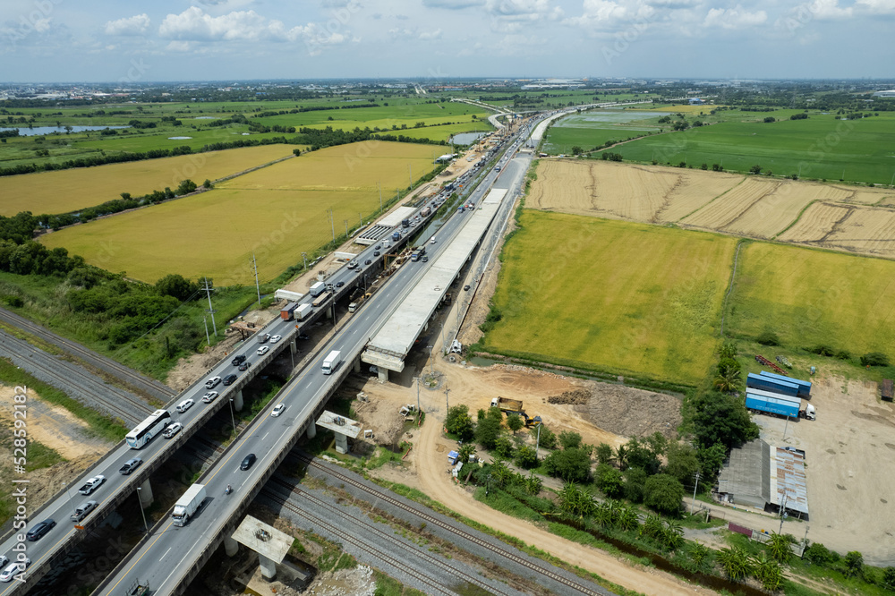 aerial view of highway with car, road top view, transportation aerial view of highway with car, road top view, transportation
