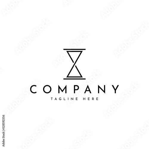 Minimalist hourglass logo design