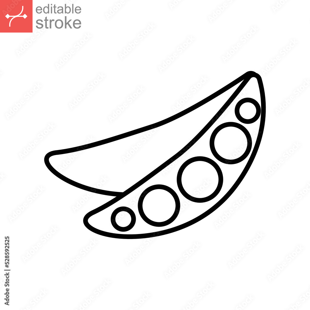 peas icon. nature vegetable Fresh legume vegetarian food. green Pea in a pod from eco food set. organic Sugar snap. editable stroke outline style vector illustration design on white background EPS 10 peas icon. nature vegetable Fresh legume vegetarian food. green Pea in a pod from eco food set. organic Sugar snap. editable stroke outline style vector illustration design on white background EPS 10