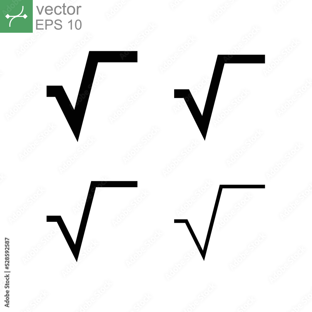 Square root icon, math symbol, line style. mathematics formula, science ...
