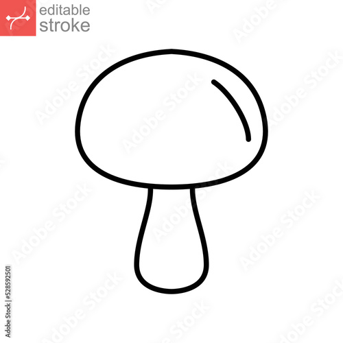 Mushroom icon. nature vegetable food slice, fungi, mycology. vegetarian organic nature meal. Natural healthy fungus. editable stroke outline style vector illustration design on white background EPS 10