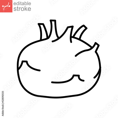 kohlrabi icon. fresh nature organic vegetable food. biennial vegetable stout cultivar of raw root Cabbage turnip outline style editable stroke vector illustration design on white background EPS 10