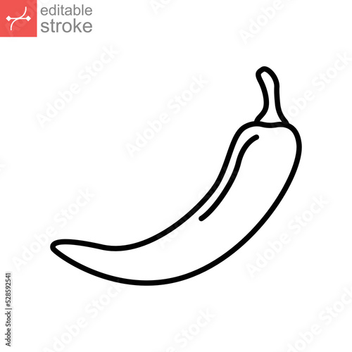 chili pepper icon. fresh nature organic vegetable food. seasoning and red hot sauce jalapeno symbol. editable stroke outline style pictogram. vector illustration design on white background. EPS 10