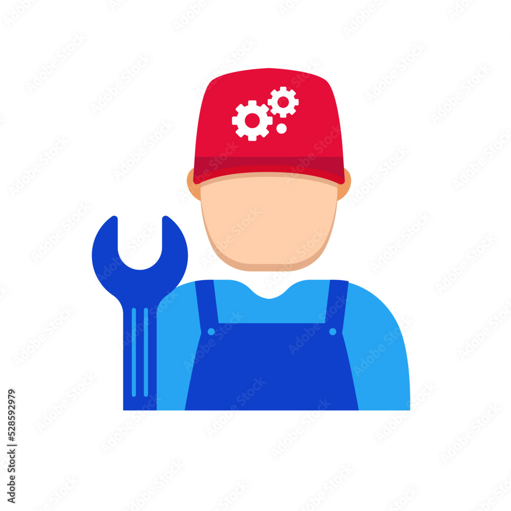 Obraz premium Mechanic icon with flat style on isolated background