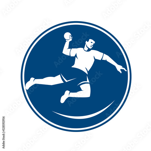 Handball Player Jumping Throwing Ball Icon