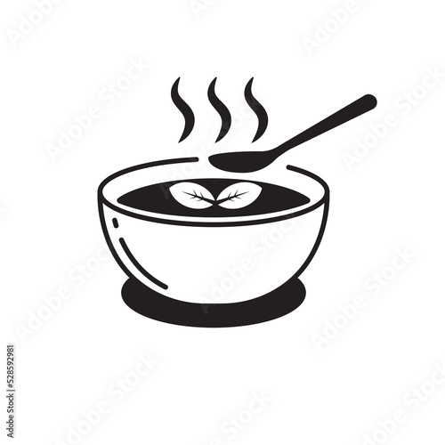 Soup icon with black and white color on isolated background
