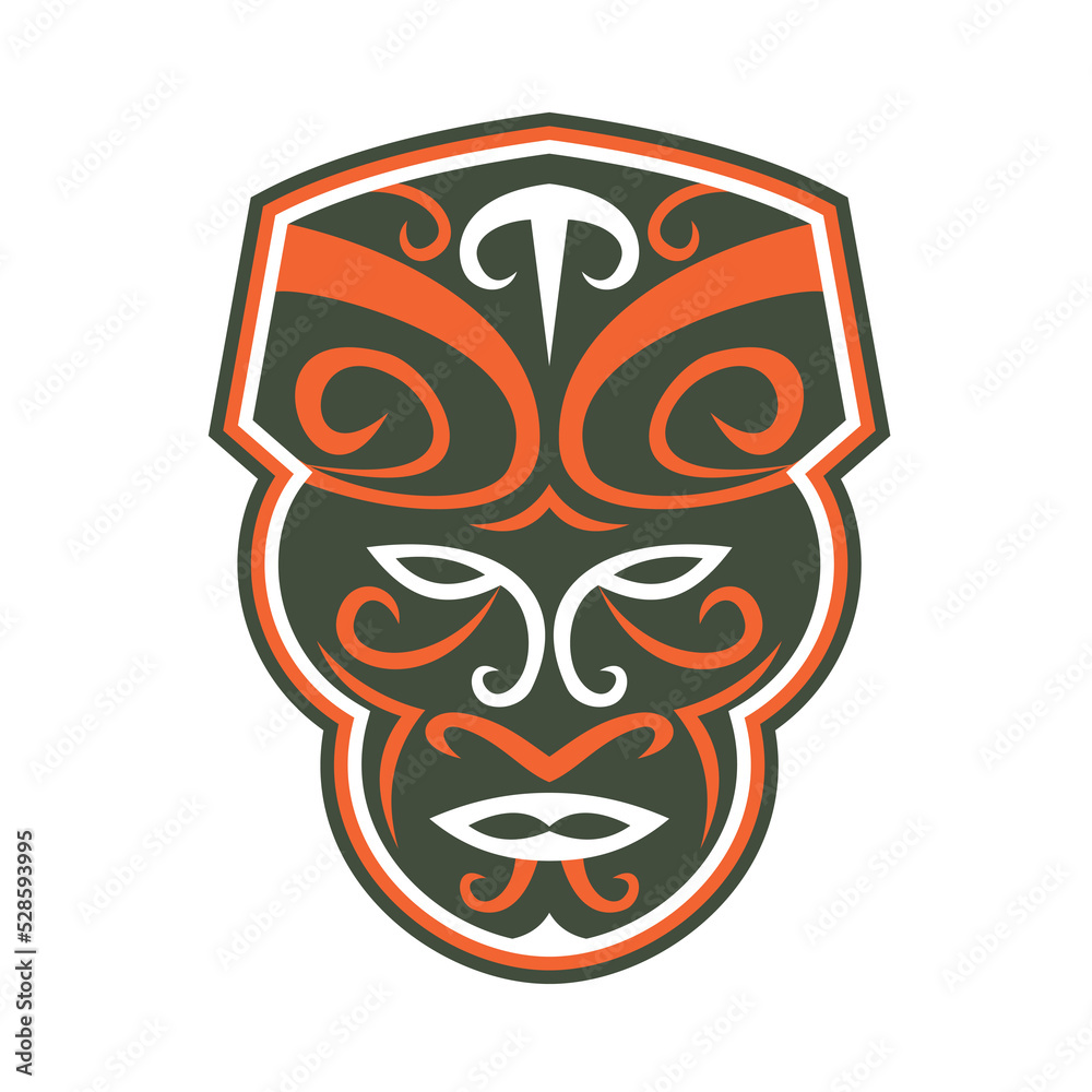 Maori Mask Face Front Retro Maori Mask Face Front Retro