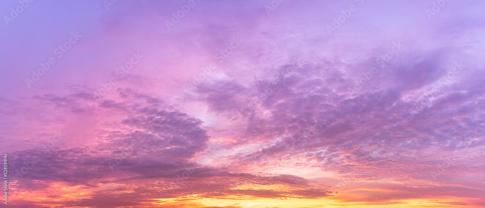 panoramic background sky and clouds during twilight time before the rising sun