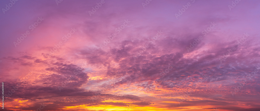 The sky was covered with multicolored clouds. Panorama background image at dusk before sunrise