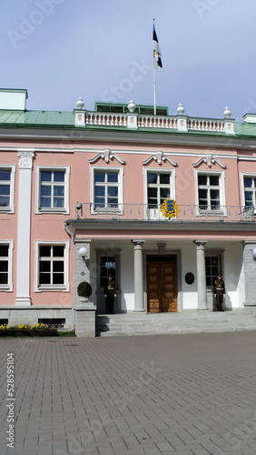 Guard at the entrance to the Presidential Residence at the Kadriorg Palace in Tallinn, Estonia photo