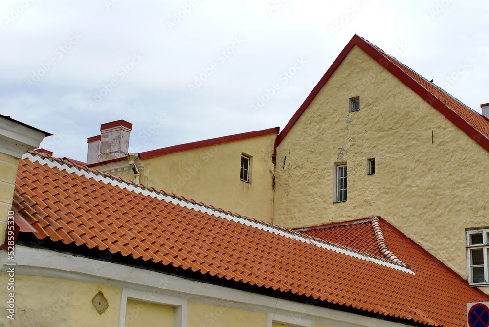 Yellow building in the Old Town, Tallinn, Estonia