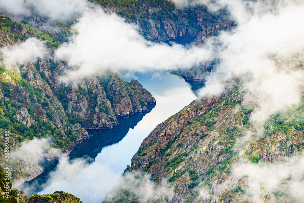Mountain view. Clouds over river Sil Canyon, Galicia Spain. Mountain view. Clouds over river Sil Canyon, Galicia Spain.