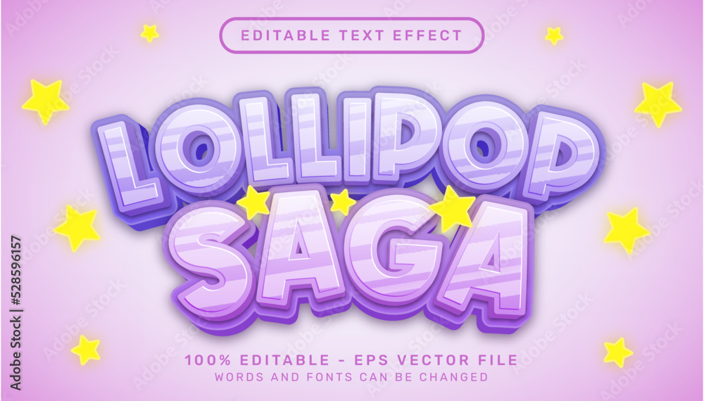 lollipop saga 3d text effect and editable text effect