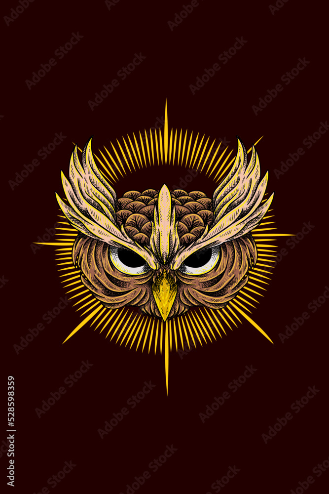 Obraz premium Owl head vector illustration