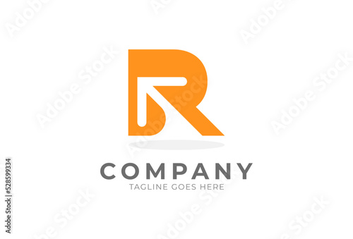 Initial R Arrow Logo, Letter R and arrow combination, usable for finance, logistic  and business logos, flat design logo template, vector illustration