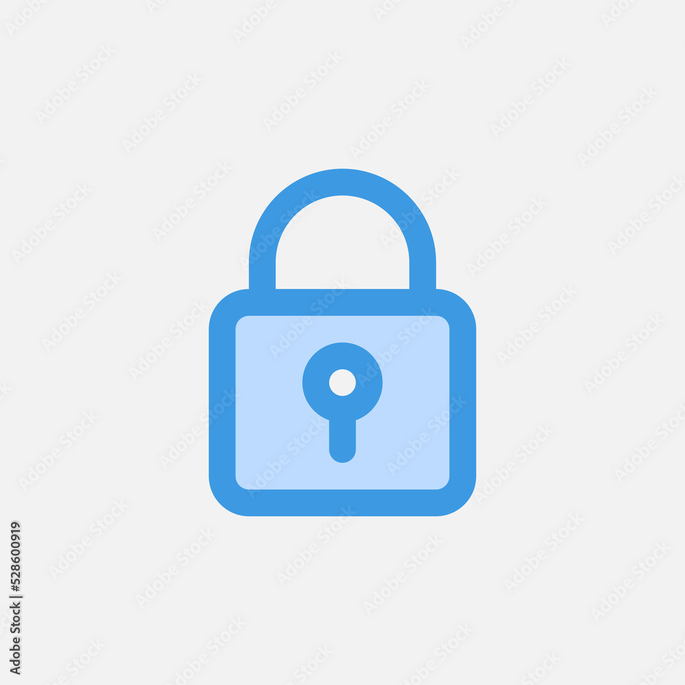 Padlock icon in blue style about user interface, use for website mobile app presentation Padlock icon in blue style about user interface, use for website mobile app presentation