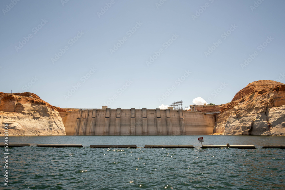Glen Canyon Dam on Lake Powell and Colorado River in Page, Arizona