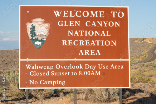 Welcome Sign at Glen Canyon National Recreation Area at Wahweap Overlook photo