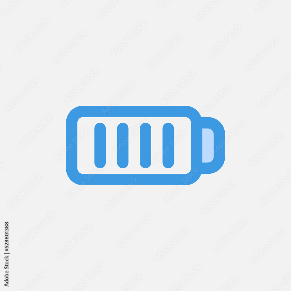 Full battery icon in blue style about user interface, use for website mobile app presentation Full battery icon in blue style about user interface, use for website mobile app presentation