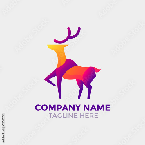 colorful deer logo design premium vector