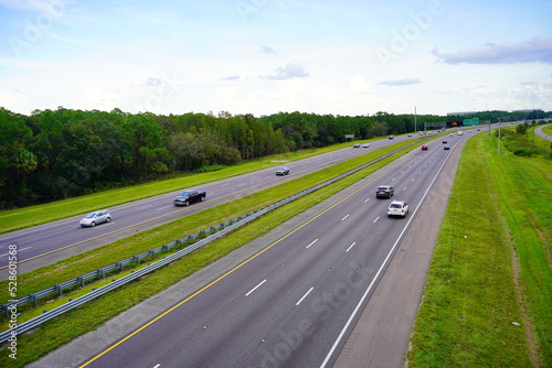 Tampa, FL, USA - 09 01 2022: Aerial view of A beautiful highway in Florida 