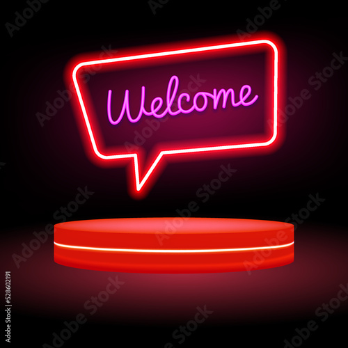 welcome stage neon on black background