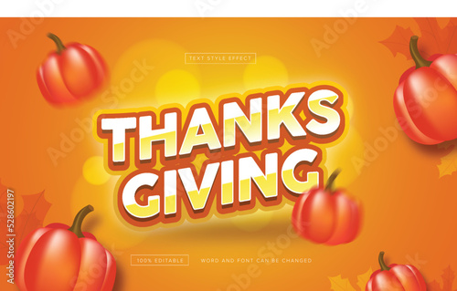 thanksgiving with effect pumpkin leaves text style effect editable premium free download