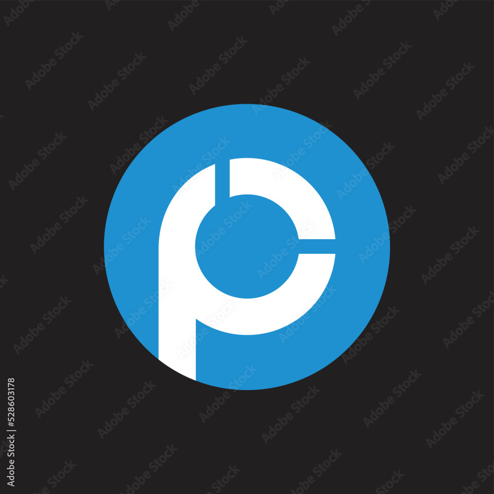 Initial letter P logo design with circle shape background, vector illustration Initial letter P logo design with circle shape background, vector illustration