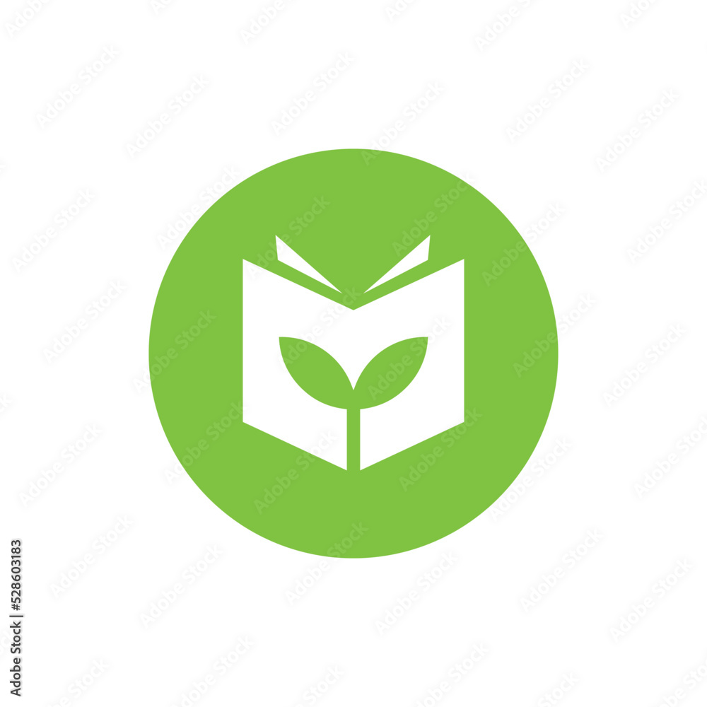 Book leaf logo design, nature education logo icon, eco book logo vector Book leaf logo design, nature education logo icon, eco book logo vector